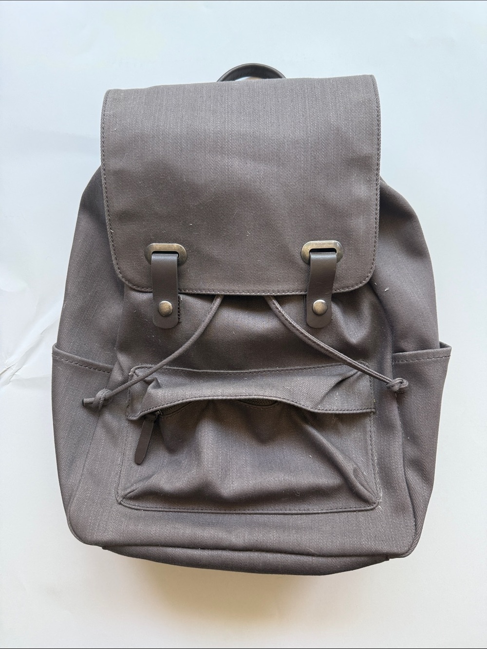 Everlane Backpack Gray Twill Snap Front